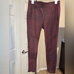 Free People Women's Faux Suede Deep Burgundy Leggings